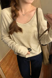 Egg Collar Tencel Long-Sleeved T-Shirt Women Wear The New Soft Waxy Skin Bottoming Shirt In Spring-Outfit