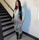 Women's Casual Jeans Street Fashion Grinned Belt Denim