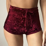 S-XL women velvet drawstring shorts plus size casual high waist 2018 winter sexy skinny booty shorts