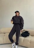 2021 Spring Women Hoodies Sweatshirt Tracksuit Fleece Cotton 2 Pieces Sets Pants
