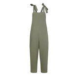 Solid Pockets Overalls Cotton Soft Sleeveless Casual Jumpsuits ZANZEA Women Bib Cargo Pants Lace Up