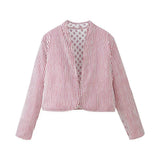 Winter Pink Paisley Print V Collar Reversible Quilted Coat Women Quilting Full Sleeve Warm Bomber Jacket-Outfit