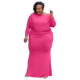 Dresses for Women Plus Size Fall Clothing Casual Solid Long Sleeve Stretch Loose Elegant Dress 2021 Wholesale