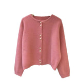 Spring New Round-Neck Long-Sleeved Knitted Cardigan Female Soft Waxy Comfortable Loose Lazy Coat Coat-Outfit
