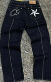 Devil Island Jeans Star Embroidered Jacket High Street Vintage Shorts-Outfit