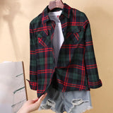 Plaid Shirts Women Tops And Blouses 2021 Brand Casual Long Sleeve Plus Size Blouse Ladies Preppy Style Shirt Blusas