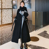 Lady Black Hepburn Wool Coat Women's Middle And Long 2021 Fashion Winter New Loose And Thin Temperament Thick Woolen