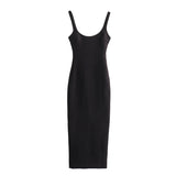New Spring Style Solid Color Medium And Long Version Suspender Dress 2289777-Outfit