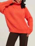 Thick Winter Sweaters Womens Oversized Pullovers Warm Jumper Loose Solid Green Sweaters For Women Turtleneck