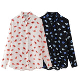 Spring Printed Slim Shirt 2328004 Printed Half Skirt 2496004-Outfit