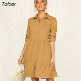 Shirt Dress women Casual Button Turn-down Collar Long Sleeve Ruffles A-line Dress 2021 Spring Woman Pink Party