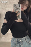 Cropped Pullovers Tops Women's Clothing Pull Femme Square Collar Tunic Knitwear Jumper Korean Fashion Knit