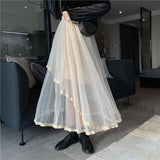 Women Solid Korean Style Asymmetrical Mesh Fashion Spring Sweet Students Cozy Loose Hipster Casual All-match High