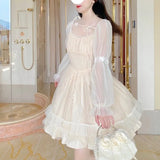 Kawaii Dress Women Casual Long Sleeve Vintage Y2k Mini Dress Female Japanese Style One Piece Dress Korean 2021