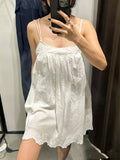 Women's Summer Pure Windy Backs And Eundressing Embroidery Sumpension Short
