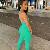 Streetwear White Jumpsuit Rompers Womens Sleeveless Jumpsuits Black Blue One Piece Outfits Backless Bodycon Jumpsuit