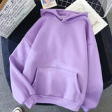 Solid Hoodies Autumn Harajuku Long Sleeve Hooded Female Sweatshirt Winter Pocket Oversized Basic Hoody Sudaderas Tops