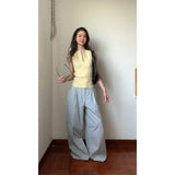 Summer Sweet Spicy Age Reduction Retro Zipper Sling Sling Vest Beautiful Back Dress Hanging Lattice Broad Leg