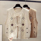 Spring Autumn New Wearing Horse Clip Outside The Folding Sweater Shoulder Tide Cardigan Knitting Vest