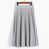 Fashion High Waist Pleated Solid Color Ankle Length Skirt All-match chiffon Clothing Lady Casual Stretchy Thicken