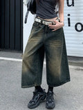 Ripped Denim Shorts with Wide Leg