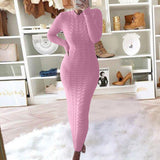 Autumer Winter Knit Sexy Skims Pullover Women Sweater Thick Long Dress Crew Neck Long Sleeve Top Elegant Chic Casual