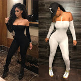 Women Jumpsuits Ladies Clothes Long Sleeve Off Shoulder Bodycon Playsuit Party Jumpsuit Romper Trousers Womens Playsuits-Outfit