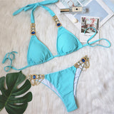 Toloer Hot-Selling New Crystal Diamond Chain Swimsuit Split Swimsuit Sexy
