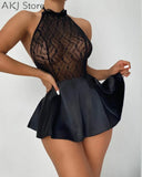 Women Sexy Halter Lace Mini
