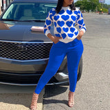 Women Two Piece Cute Sweet Suits Long Sleeve Heart Shirt Top & Pocket Pants