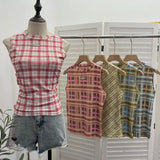 Mesh Vest Retro Design Slim Slimming Sleeveless T-Shirt Short Top