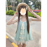 / Single-Piece Lace Mesh Spliced Bow French Top + Tight Waist White Short Skirt Set