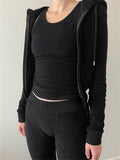 Fall Casual 3 Three Piece Set Tracksuit Women Outfit 2022 Long Sleeve Zip Up Hooded Crop Top Skinny Pants Matching
