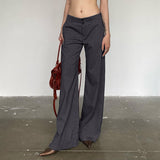 Thin, Casual, Drooping Floor Suit Trousers, Spicy Girls' Low Waist, Two Buttons, Wide Leg Trousers In Winter.-Outfit
