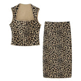 Summer Animal Print Knitted Blouse 5584202 Half Skirt 5584203-Outfit