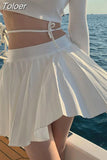 Preppy Mini Pleated Skirt Women White Korean Fashion Sexy Casual High Waist A-line Tennis Skirt for Girls Summer