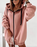Fashion Pink Zipper Letter Print Over Size