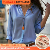 Elegant Long Sleeve Oversized Solid V-Neck Chiffon Blouse Summer Women Tops Female Office Shirts Casual