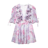 Women's Clothing 2025 Summer New Short-Sleeved Chiffon Floral Temperament