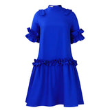 Women's 2025 Summer New Fashion Solid-Colored Wooden Ear A Dress African