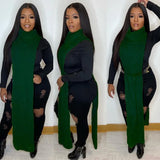 Turtleneck Side Slit Long Sweater