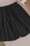 Women Cotton Linen Shorts Summer Solid All Match Loose Wide Leg Pants Korean Fashion Casual Female Y2K Shorts