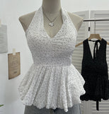 Shooting Wave Point Hanging Neck Sling Vest Bare Back Bow Skirt Swollen Belly Thin Sleeveless Top