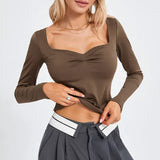 Women Harajuku Fashion T-shirts y2k Crop Tops Spring Autumn 90s Vintage Clothes Slim Long Sleeve Tops Female Clothing-Outfit