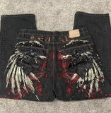 Y2K Polar Boy Jeans Hip-Hop Cartoon Pattern Loose Harajuku High Waist Wide Pants-Outfit