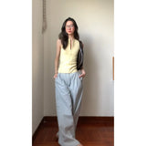 Summer Sweet Spicy Age Reduction Retro Zipper Sling Sling Vest Beautiful Back Dress Hanging Lattice Broad Leg