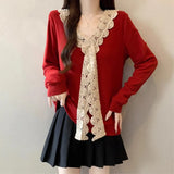 2025 New Retro Buckle Design High-Necked Ladies Knitted Cardigan Pure Color Ocean Sweater