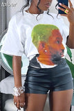 Summer Sexy Print Womens T-Shirt Ladies Casual Outfit For Women 2023 O Neck Short Sleeve Tee Shirts Human Figure