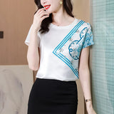summer Basic Tees Women's silk T shirts printing bottoming shirts Casual Tshirt Ladies short Sleeve Tee