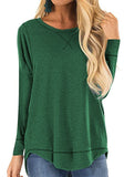 Women's Clothing 2025 Autumn And Winter Round Collar Long-Sleeved T-Shirt Solid Color Loose Top Before The Short And Rear Long Tuxedo Women's